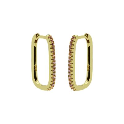 Hinged Hoops Zirconia Square 20MM Pink