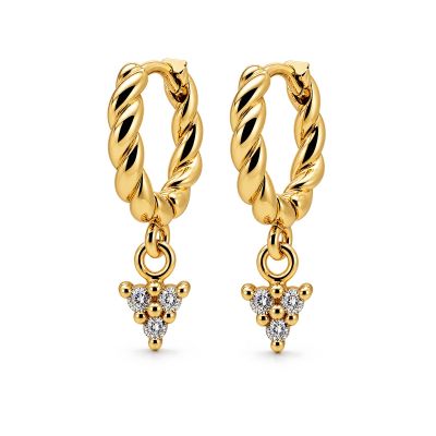 Hinged Hoops Twisted Triple Zirconia
