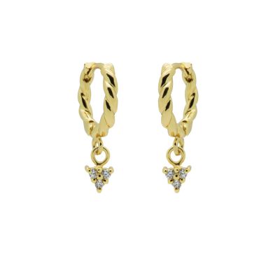 Hinged Hoops Twisted Triple Zirconia
