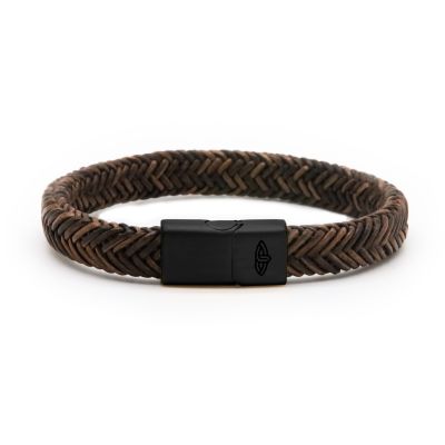 Leather Bracelet AURELIUS Brown 10MM Black