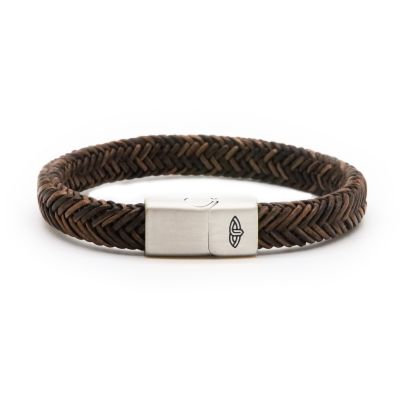 Leather Bracelet AURELIUS Brown 10MM Silver