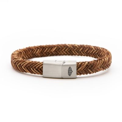 Leather Bracelet AURELIUS Cognac 10MM Silver