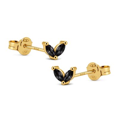 Zirconia Symbols Tiny Double Leaves Black