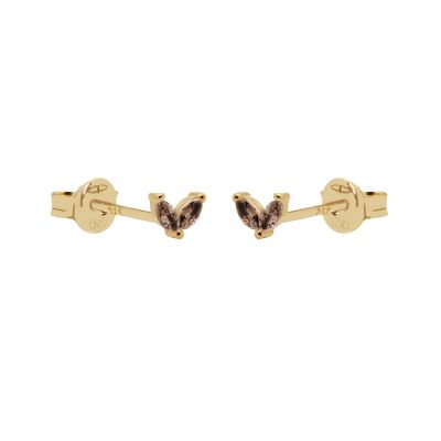 Zirconia Symbols Tiny Double Leaves Chocolat