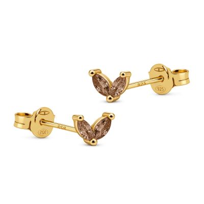 Zirconia Symbols Tiny Double Leaves Chocolat