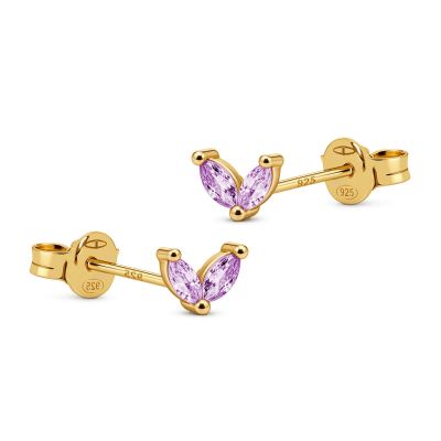 Zirconia Symbols Tiny Double Leaves Lila
