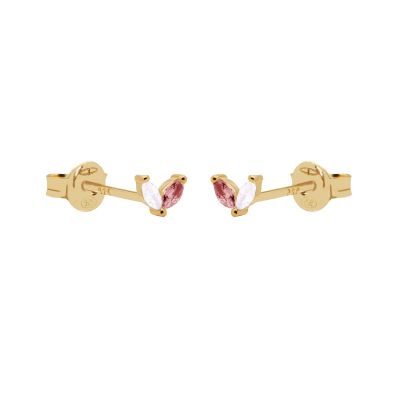 Zirconia Symbols Tiny Double Leaves Opal White Wine Red
