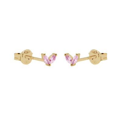 Zirconia Symbols Tiny Double Leaves Pink