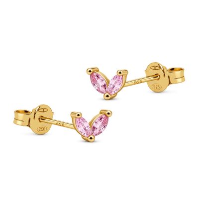 Zirconia Symbols Tiny Double Leaves Pink