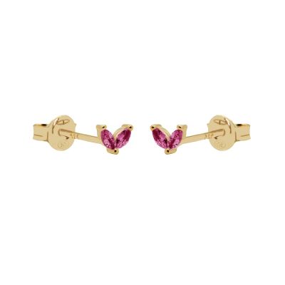 Zirconia Symbols Tiny Double Leaves Ruby Red