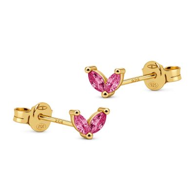 Zirconia Symbols Tiny Double Leaves Ruby Red
