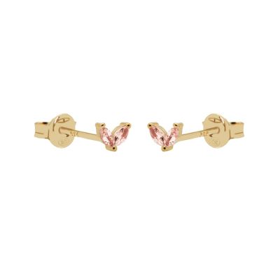 Zirconia Symbols Tiny Double Leafs Salmon