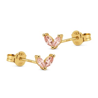 Zirconia Symbols Tiny Double Leafs Salmon