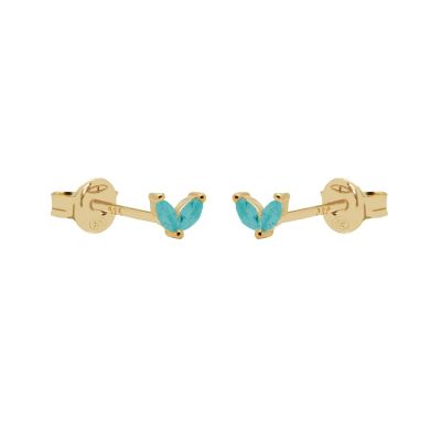 Zirconia Symbols Tiny Double Leaves Turquoise