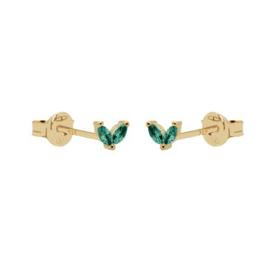 Zirconia Symbols Tiny Double Leaves Teal Blue