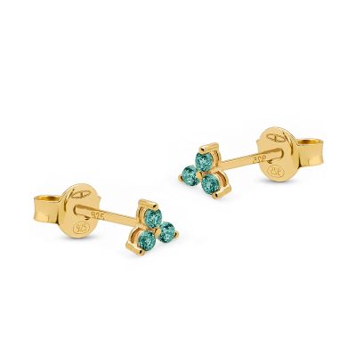 Zirconia Triple Flower Teal Blue