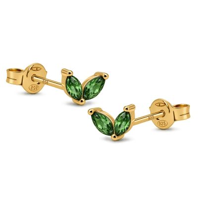 Zirconia Symbols Double Leaf Emerald Green