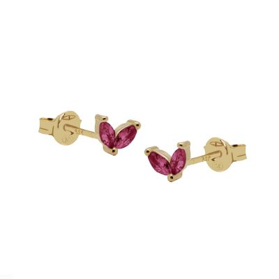 Zirconia Symbols Double Leaf Ruby Red