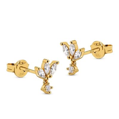 Zirconia Symbols Triple Flower Oval