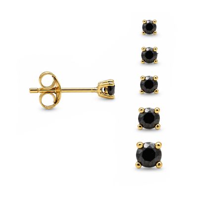 Round Black Zirconia Earstud 3-4-5-6-7MM