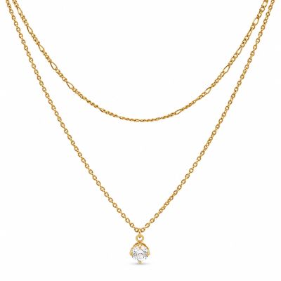 Double Necklace Figaro Single Zirconia