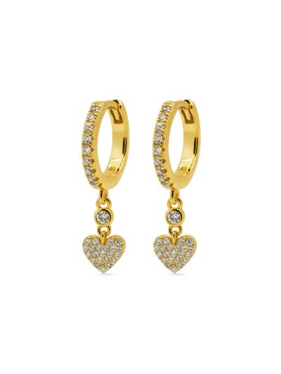 Hinged Hoops Zirconia FREYA Hanging Heart
