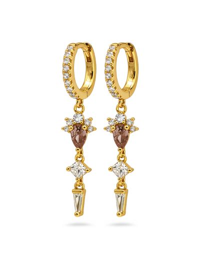 Hinged Hoops Flore Zirconia Caramel