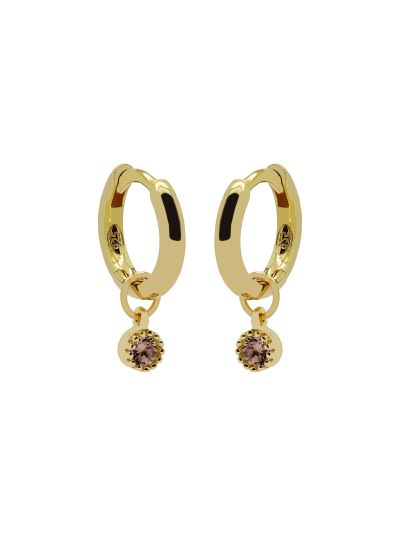 Hinged Hoops Symbols Dotty Zirconia Chocolat 12MM